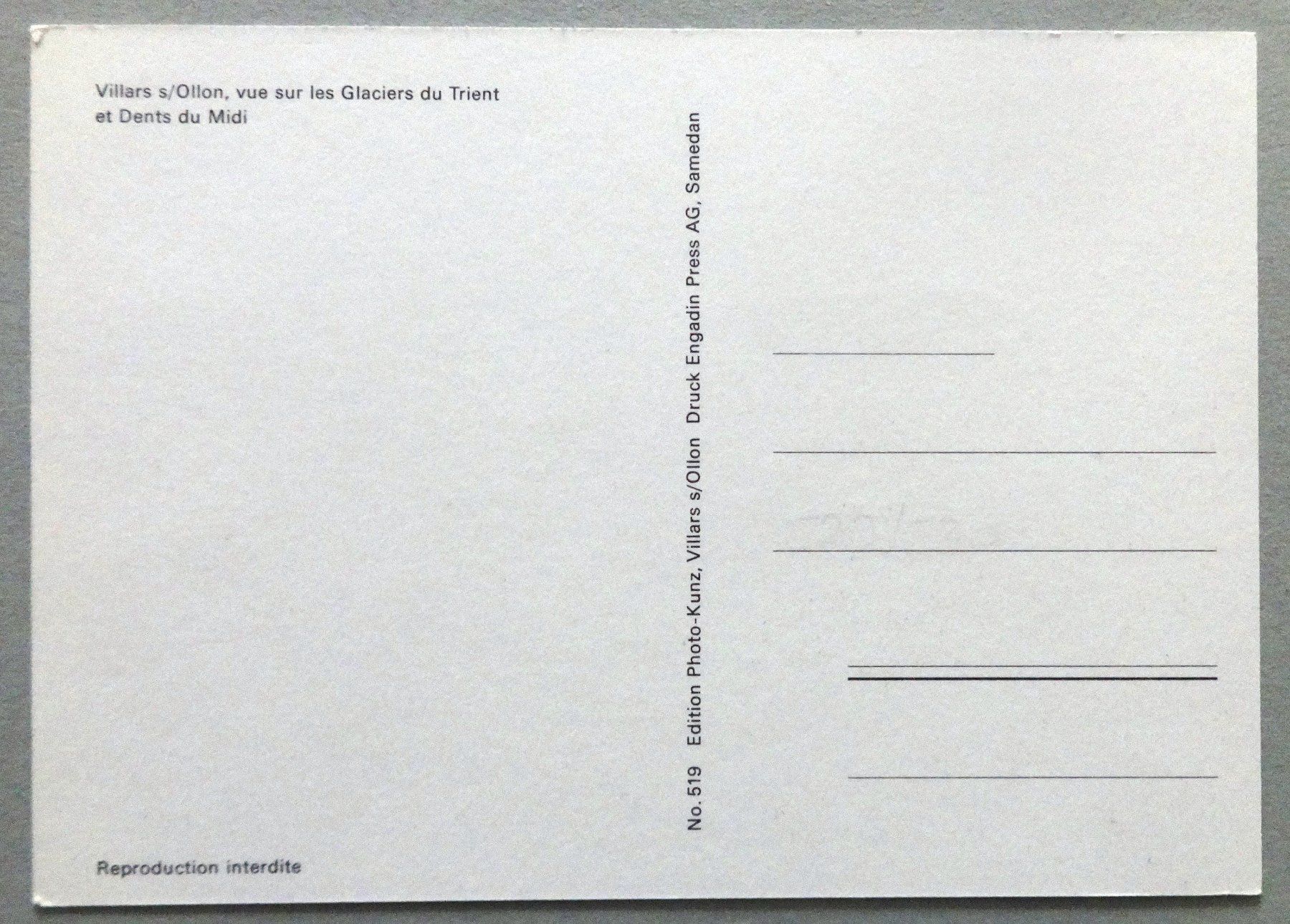 Cartoline postali: Villars s/Ollon – Usato da Fétigny venduto da Billy2miny 1