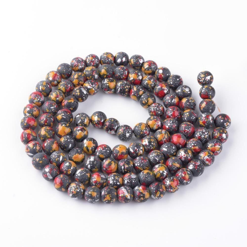 Perles (synthétiques): Glasperlenstrang Rot gemustert 6mm / 120Stück – Neuf (Voir description) à Rüegsau par Tausendfreund