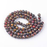 Glasperlenstrang Rot gemustert 6mm / 120Stück