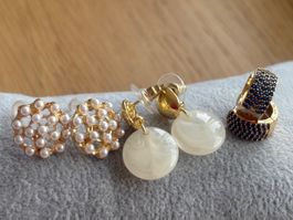 Luxus Elegante Ohrstecker Ohrschmuck  Farbe: Gold Zirkonia