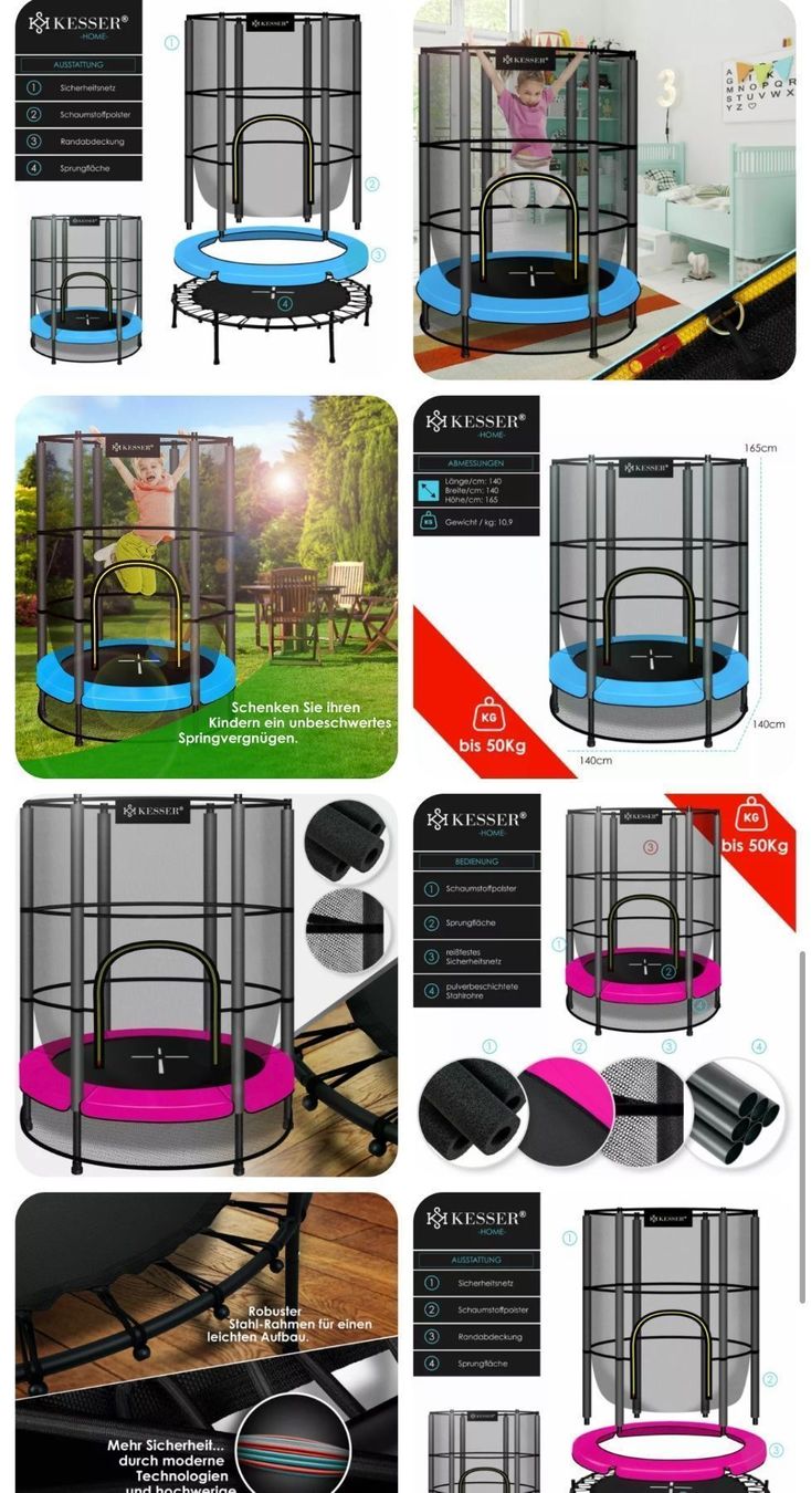Trampolini: +Trampolin Kinder Kindertrampolin Gartentrampolin Mit – Nuovo e nell'imballaggio originale da Amriswil venduto da JaJa-Express 3