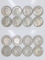20 Rappen Stempelglanz-Lot 1995-2009 (komplett), 15 Münzen