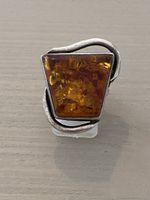 Unisex Ring Bernstein Silber
