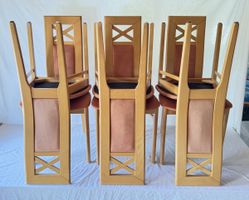 Esszimmerstühle Buche mit Alcantara  Stoff Apricot 6 Stück