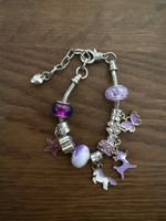 Charm Armband lila mit Einhorn und Schmetterling neu