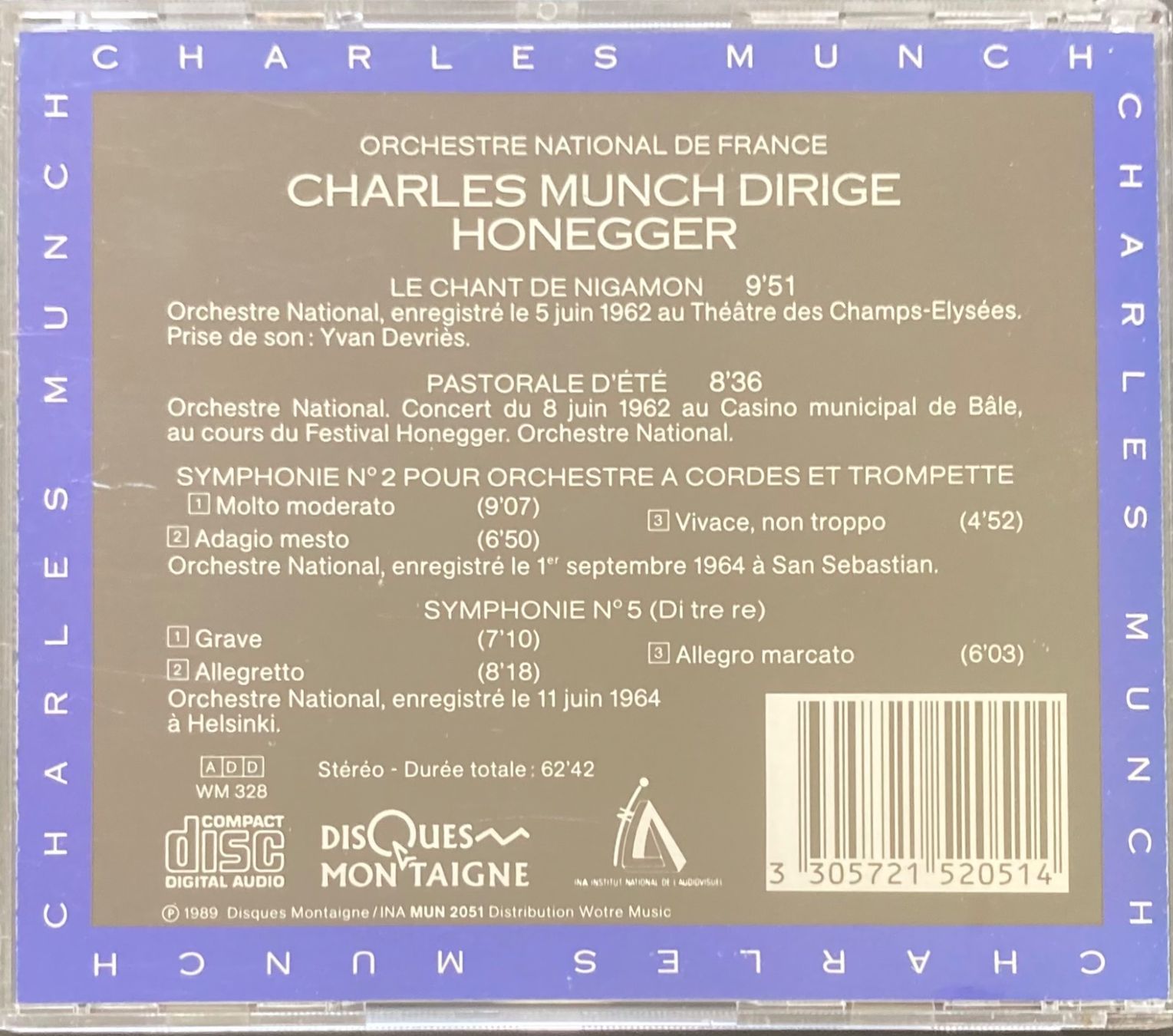 CDs: HONEGGER..... - LE CHANT DE NIGAMON..... – Gebraucht aus Poliez-Pittet von Newtown-Records 1