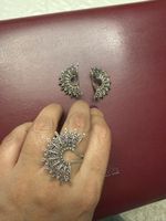 Silver hand-made ring and earrings