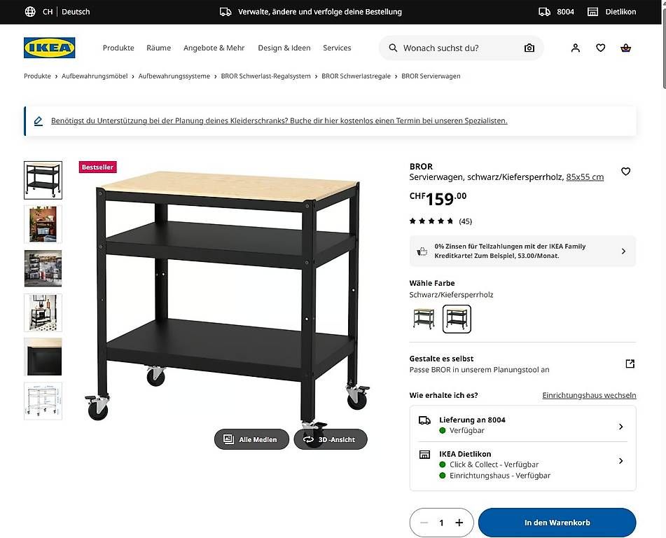 Carrelli di servizio: Ikea trolley BROR servierwagen – Usato da Uetikon am See venduto da rob_5k67 1