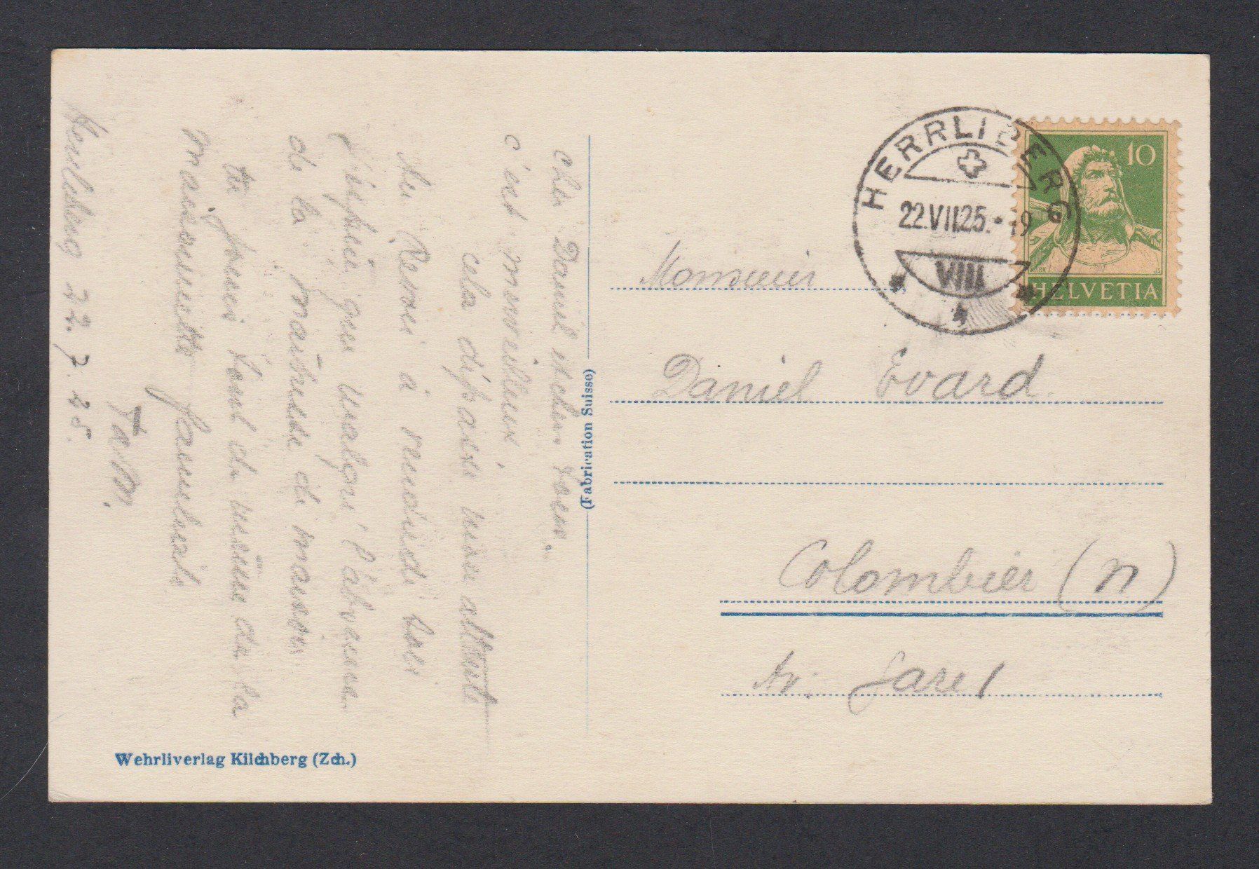 Cartoline postali: Herrliberg   :   alte Ansichtskarte von 1925 – Usato da Vitznau venduto da Ropaku 1