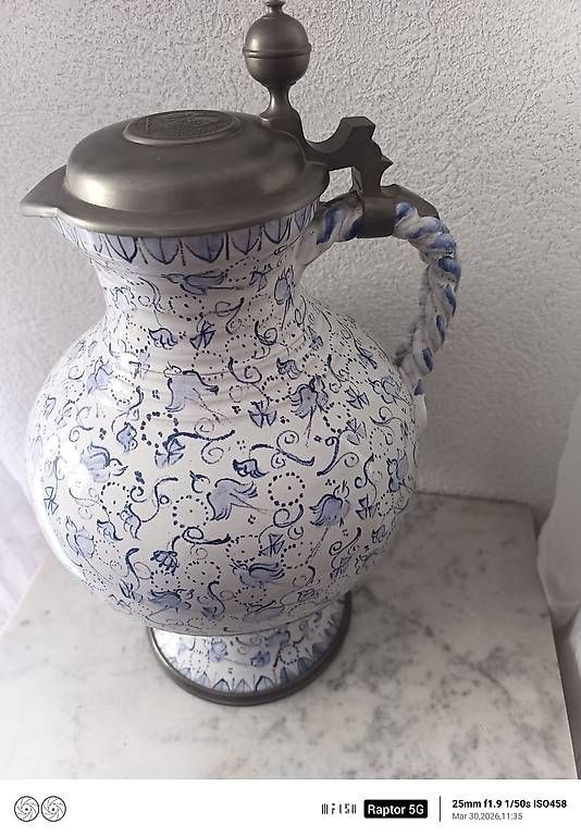 Caraffe: Fayence-Enghalskrug 18. oder 19. Jahrhundert. – Usato da Kleinlützel venduto da BALUIMWALD151 3