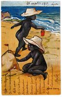 L 131 SCHWARZE KINDER AM STRAND - ENFANTS NOIRS PLAGE 1905