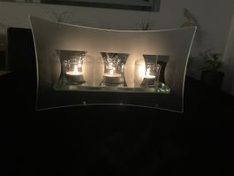 Teelichthalter 3er Glas matt, original verpackt