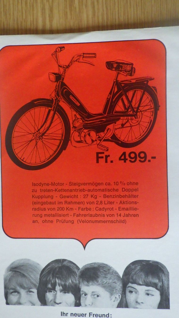 MBK Ciclomotori: MOTOBECANE CADY M1 PROSPEKT 1966 – Usato da Wängi venduto da Toeff85