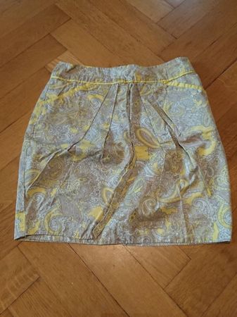 Damen Minirock H&M Gr. 36 Gelb Grau Paisley Muster