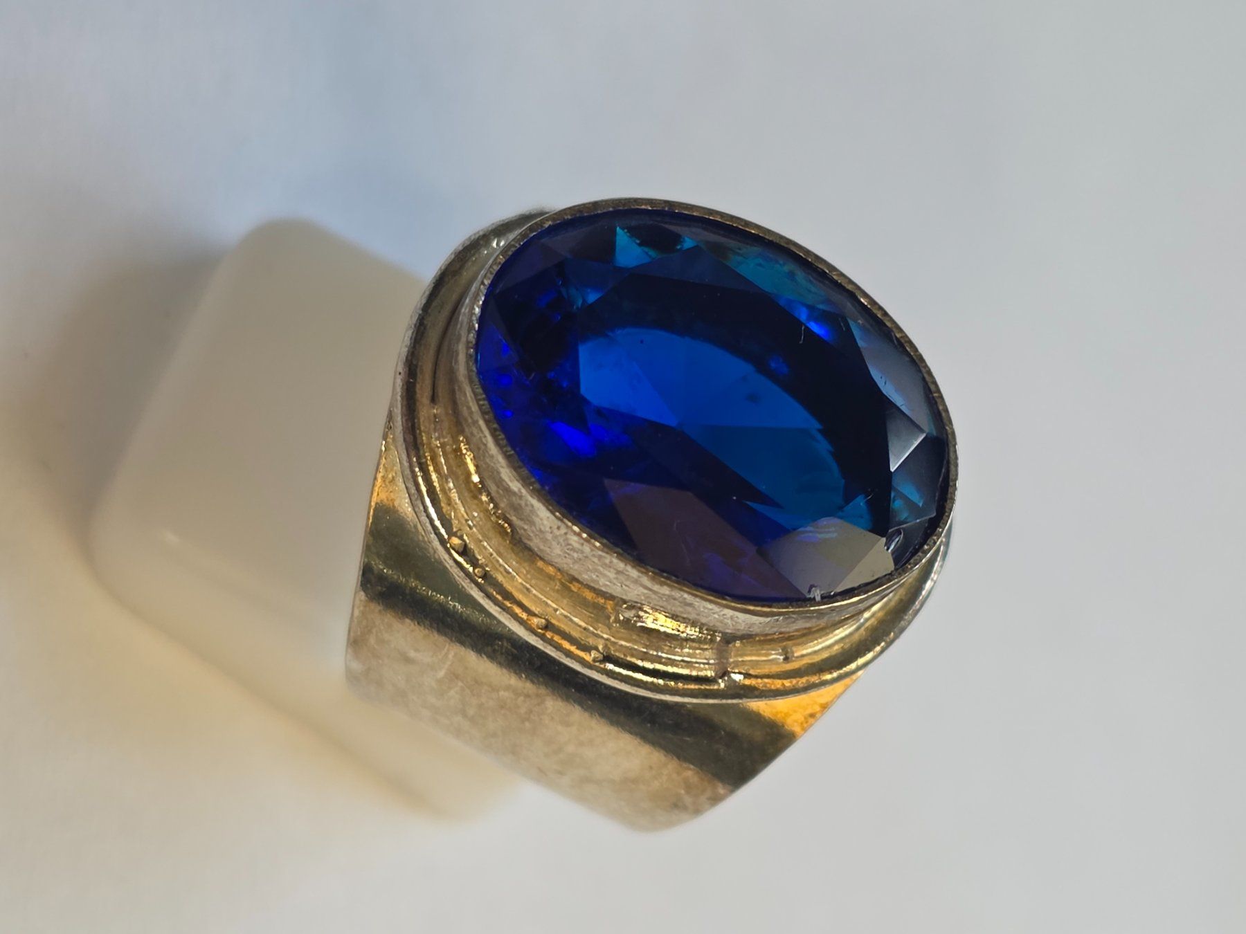 Bagues: Ring Silber grosser blauer Stein Grösse 68 17.7mm – Neuf (Voir description) à Zürich par ben_mn5h 6