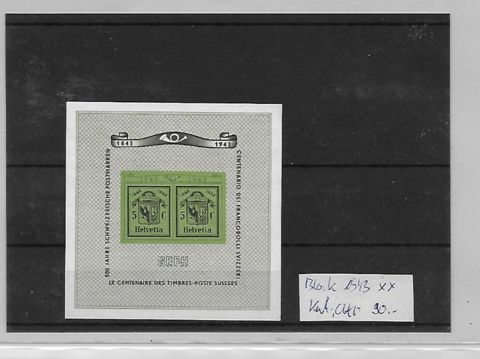 Tutti i francobolli: Block 1943 ** Kat: CHF 90.- – Nuovo (secondo la descrizione) da Basel venduto da Ilp