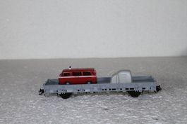 Märklin SBB Niederbordwagen mit VW Bus und Abdeckblache