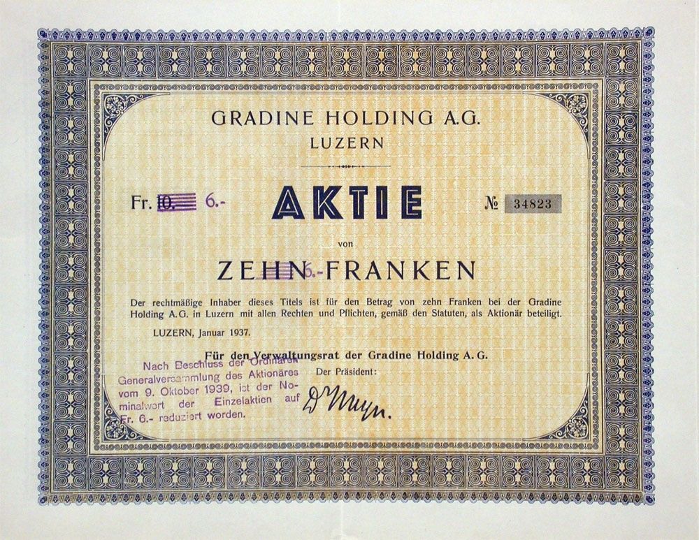 Documents: Gradine Holding AG, Luzern - 1937 – D'occasion à Solothurn par Sgasche