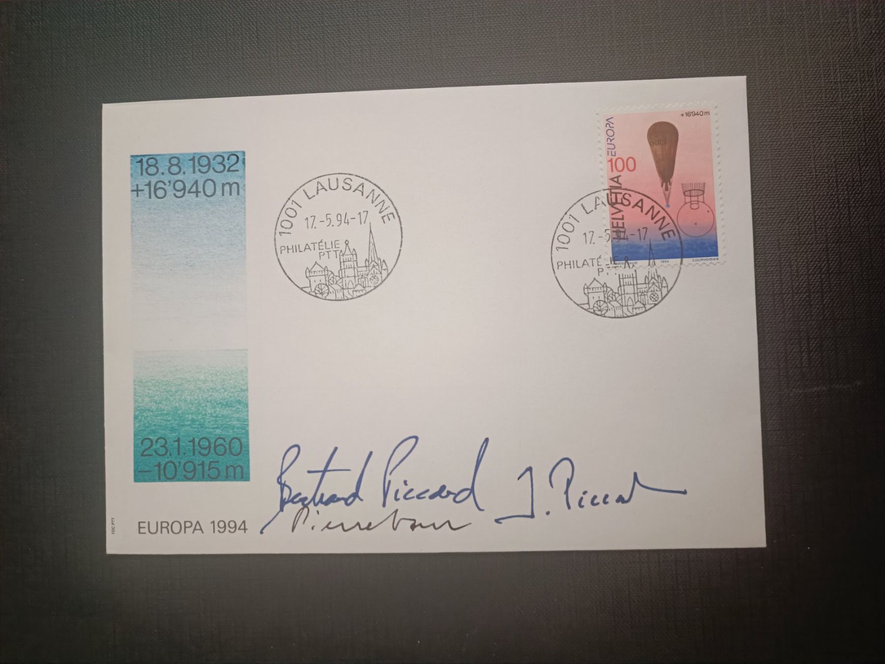 Autografi: Jacques † 2008 & Bertrand Piccard - handsigniert – Usato da Menziken venduto da Artographs