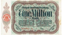 Duisburg 1 Mil.Mark Stempel rot 10.08.1923 VZ-VZ+