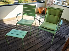 Grüne Lounge Sessel aus Metall für Garten und Balkon