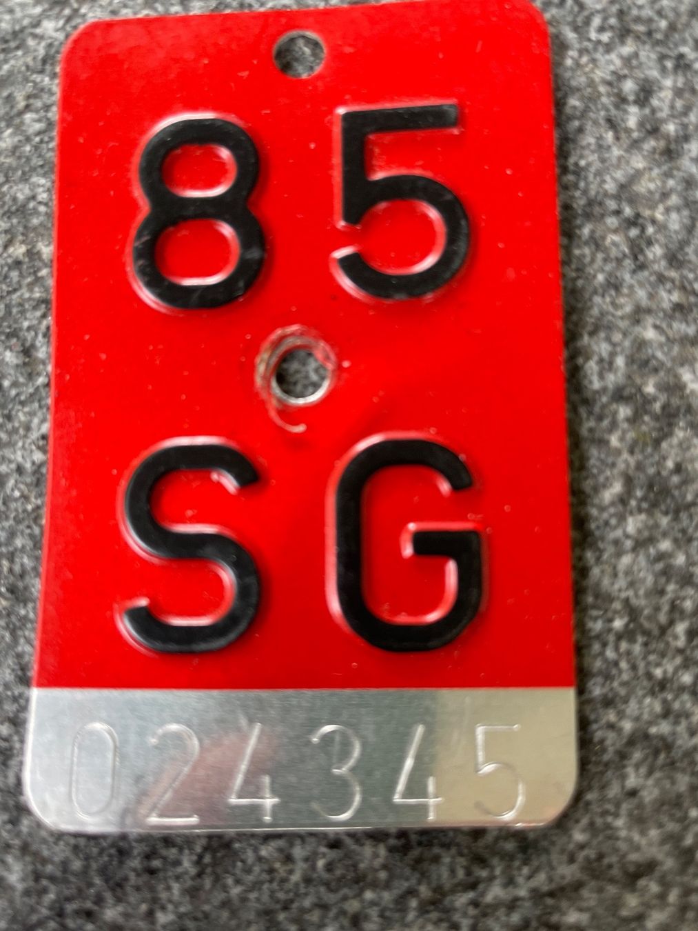 Insegne: Velonummer SG 85 – Usato da Winterthur venduto da cheerio97 1
