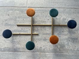 Coat Hook Gold Metal with Colourful fabric Ends