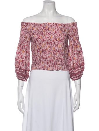 Poupette St Barth Bluse Pink geblümt Puffärmel