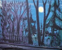 Mondscheinnacht Lithographie signiert Ke(ller) 54