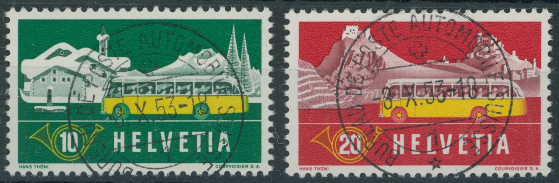 Tutti i francobolli: 1953 - Autopost - Ersttag Voll Stempel ET – Usato da Schindellegi venduto da leecollect