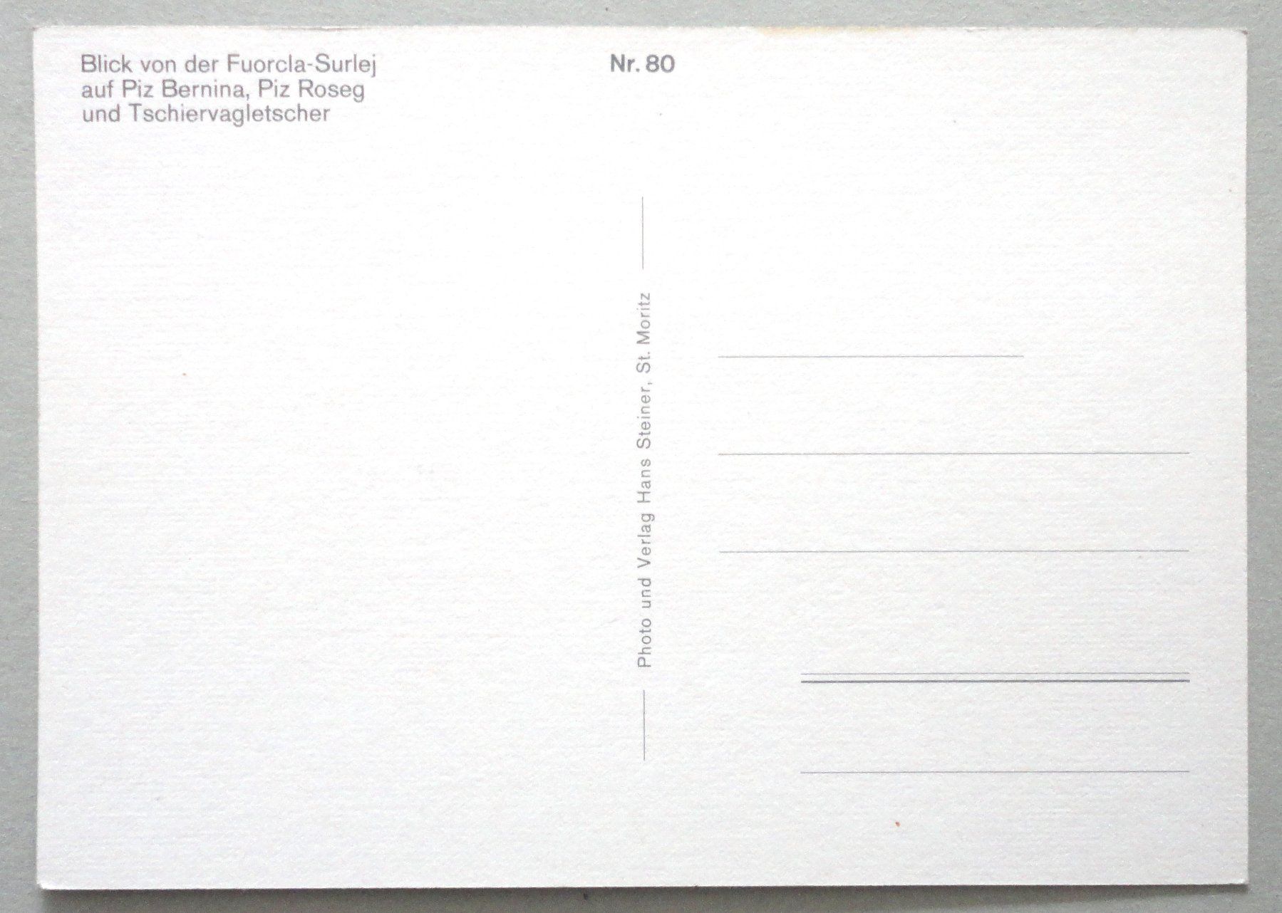 Cartoline postali: Blick von der Fuorcla-Surlej, Tschiervagletscher – Usato da Fétigny venduto da Billy2miny 1