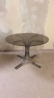 Italienischer Vintage Esstisch mit Rauchglasplatte Chromfuss
