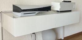 Weisses Wandregal mit 2 Schubladen 
