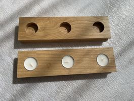 Teelicht Halter Holz Eiche für 3 Kerzen