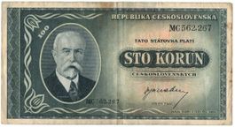 Banknote Sto Korun 100 Kronen 1945 CSR Tschechoslowakei