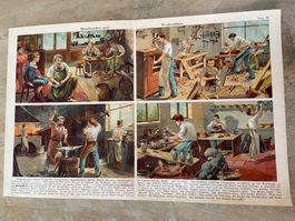 Handwerker Werkstatt Vintage Schaubild 1923 antike Buchseite