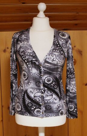 T-Shirt Langarm schwarz-weiss Gr. S