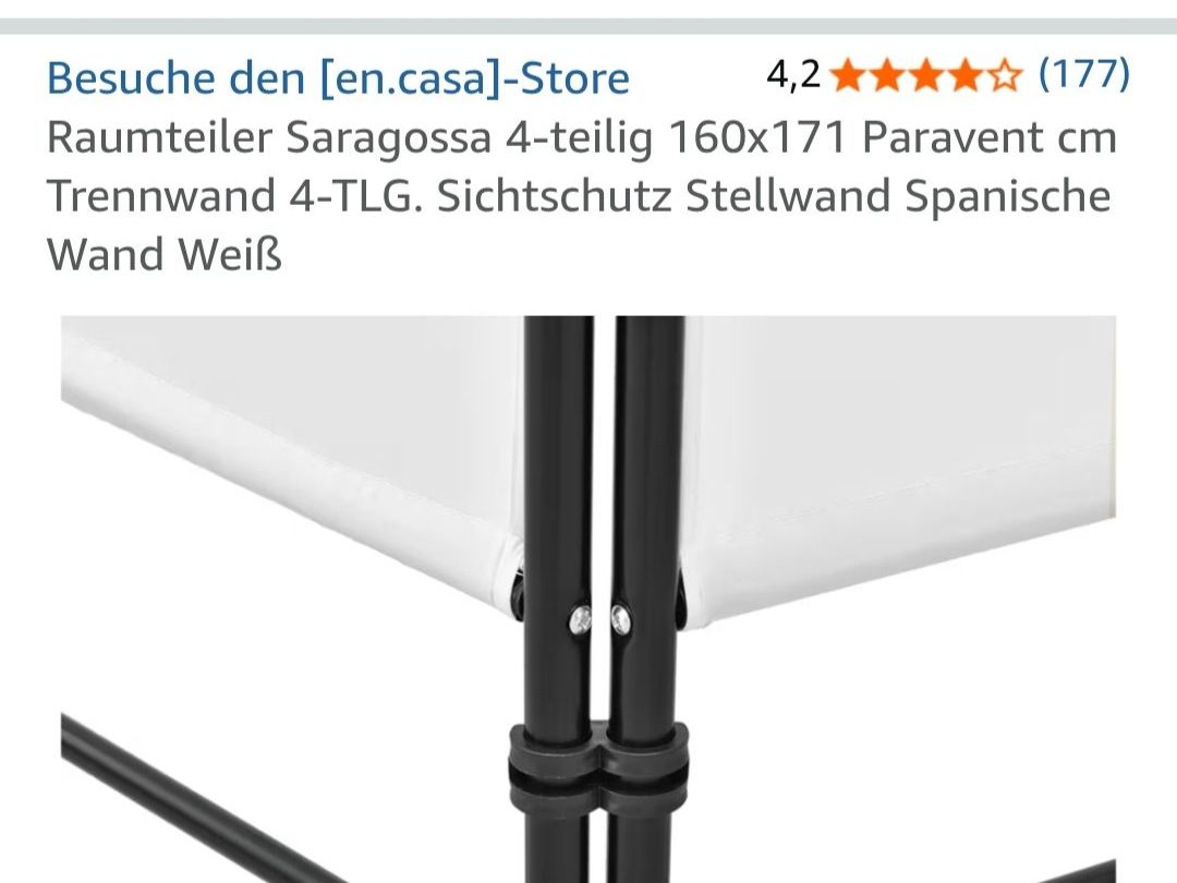 Paravents: Raumteiler 4-teilig Metall weiss – D'occasion à Liebefeld par Daniellson 1
