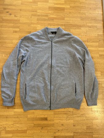 Massimo Dutti, cardigan zippe, coton laine, gris clair, TL