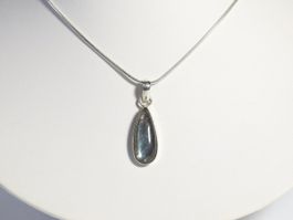 Pendentif goutte en LABRADORITE naturelle & Argent 925 —NEUF