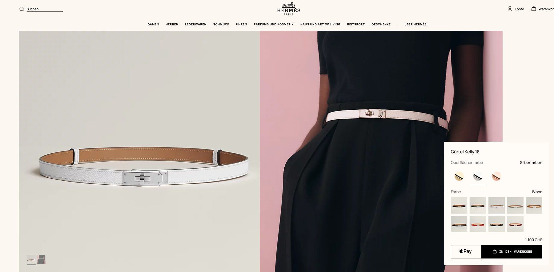 Hermès Cinture: Hermes Belt Kelly 18 Silver White NEW – Usato da Kilchberg ZH venduto da selinaonadn 2