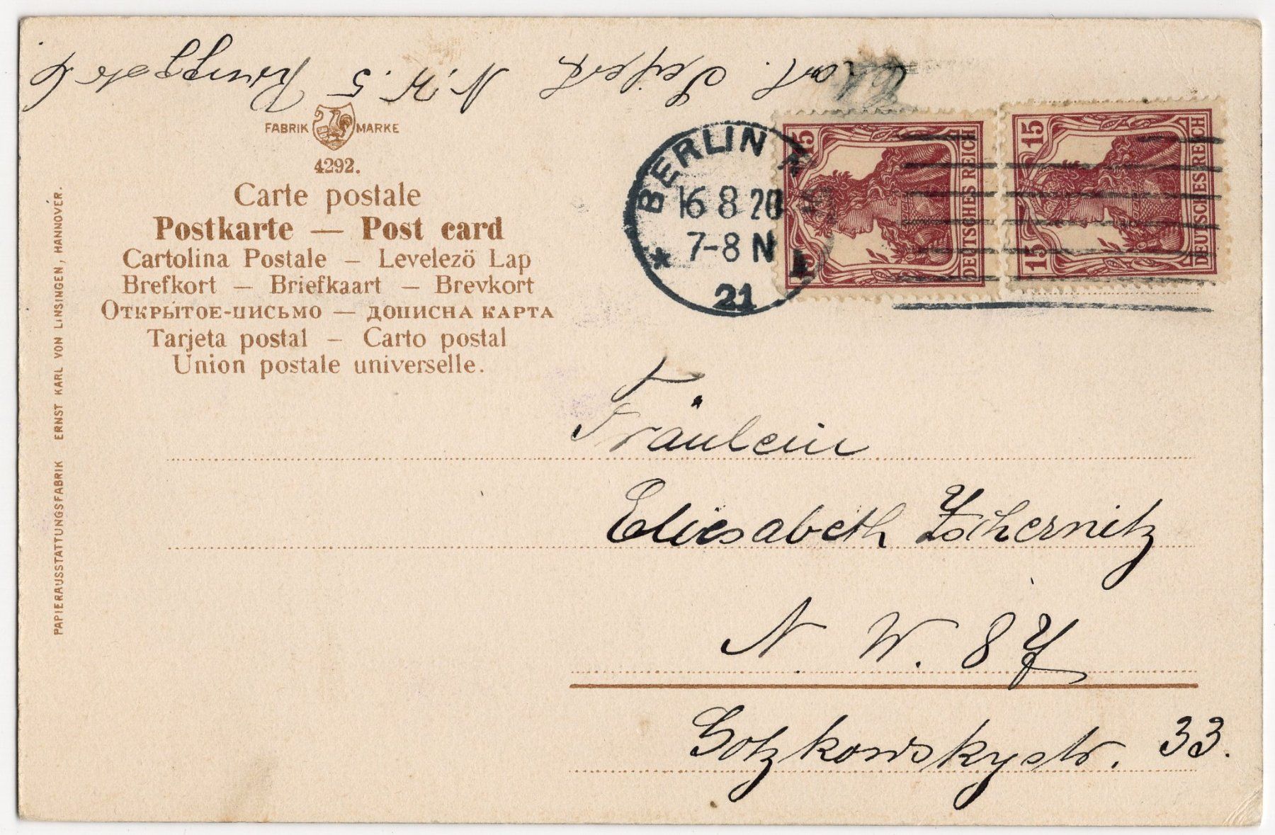 Cartoline postali: schöne Jugendstil Ansichtskarte – Usato da Eglisau venduto da Chperfins 1