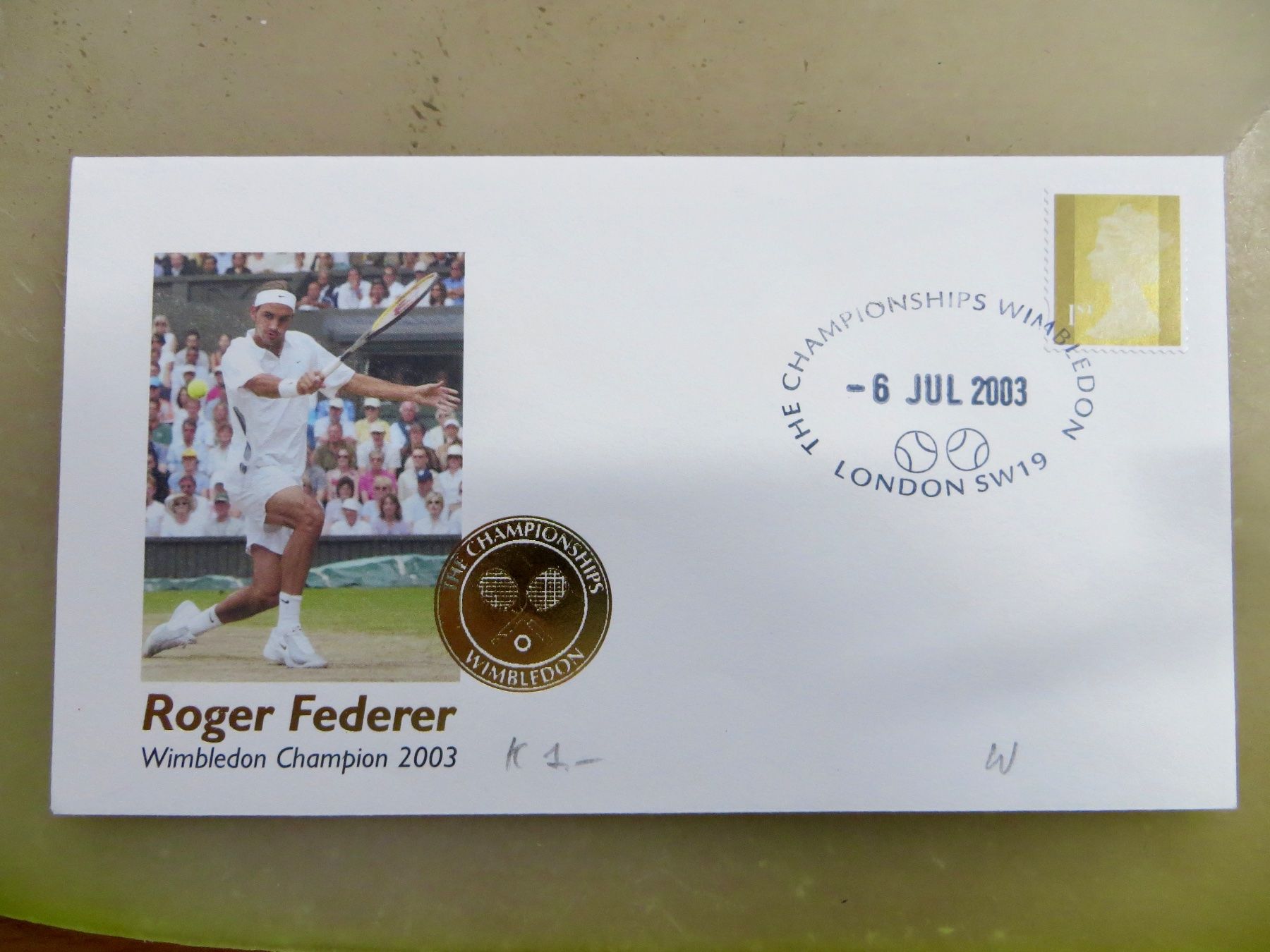Tous les timbres: Sonderbrief Federer Sieg in Wimbledon 2003 – Neuf (Voir description) à Basel par 8013