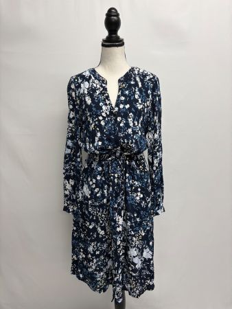Tom Tailor Kleid geblümt 40 Dunkelblau Viskose langarm