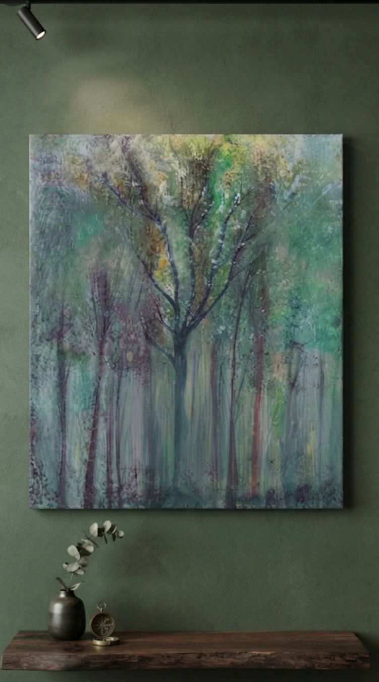 Dipinti: Gemälde "Wald" Herbstfarben,handmade, 46×55 – Nuovo (secondo la descrizione) da Riehen venduto da Steinbock1970