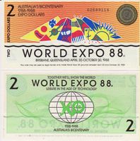 AUSTRALIE 2 DOLLARS 1988 EXPO (UNC)