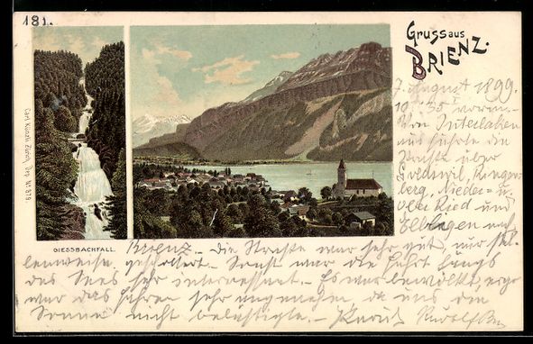 Ansichtskarten: Litho Brienz, Totalansicht aus der Vogel – Gebraucht aus Berlin von bartko-reher