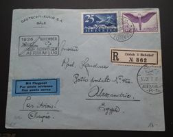 Schweizer Afrikaflug 1926  R-Brief von Zürich n. Alexandria