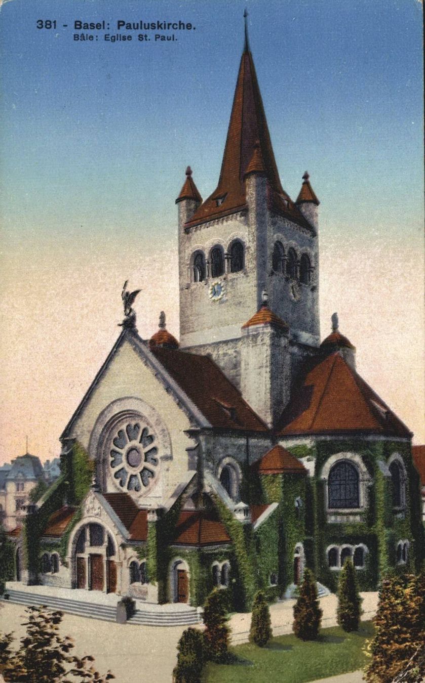 Cartoline postali: Alte Ansichtskarte Basel, Pauluskirche, 1937 – Usato da Luzern venduto da Kartenansicht