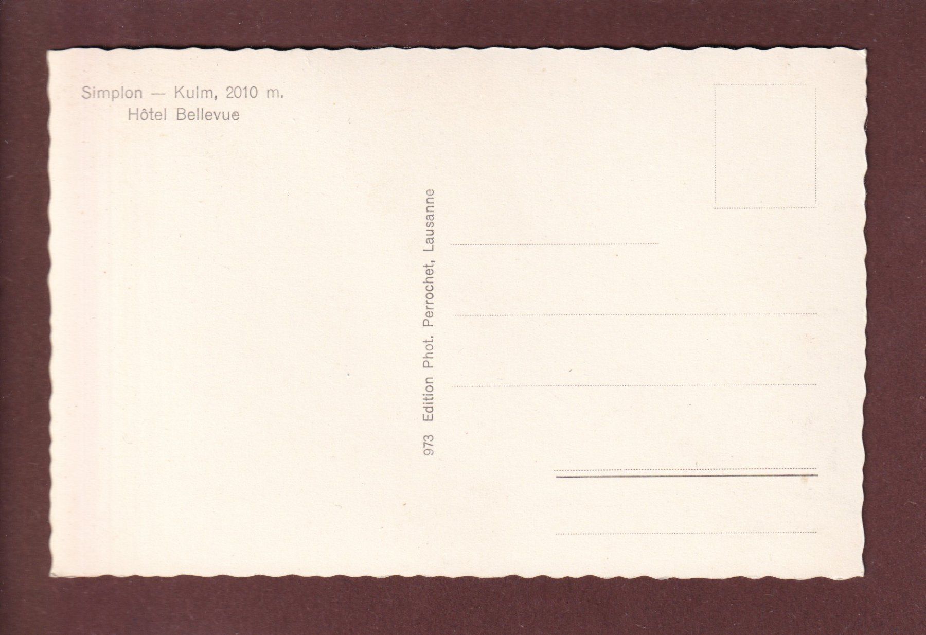 Cartoline postali: SIMPLON-KULM - Hotel Bellevue – Usato da Pully venduto da nicecards 1